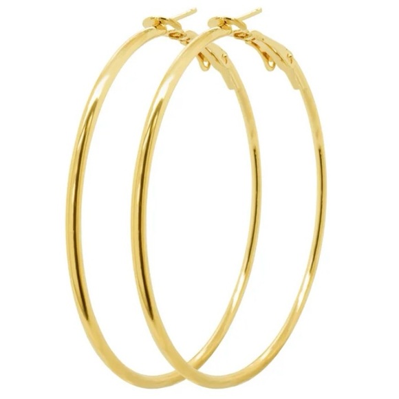 Jewelry - Large Gold Skinny Hoop Earrings 2 1/2” NEW
